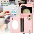 thumbnail image 4 of Allytechgroup Stylish Wallet Phone Case for Samsung Galaxy Z Flip 5 5G, Crossbody Shoulder Strap Make-up Mirror Ring Holder Stand Card Holders Shockproof Case for Girls Women, Pink, 4 of 7