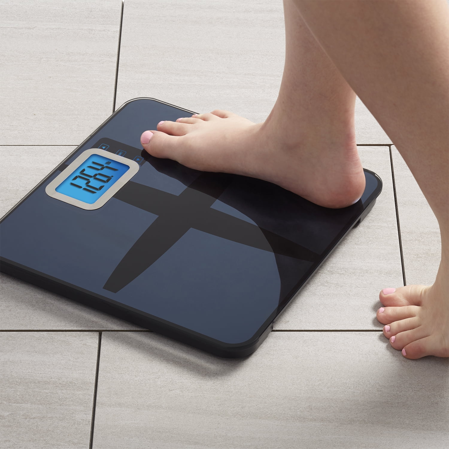 InstaTrack Digital Fat/BMI Bathroom Scale with High Precision Sensors Large Display Accurately Measures Body Water, Muscle Mass, and Calorie Estimator, Blue