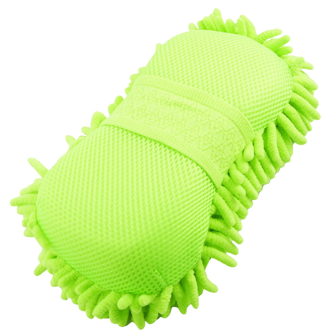 Durable Practical Microfiber Chenille Car Wash Sponge w Elastic Hand Strap Yellow Green