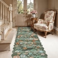 thumbnail image 4 of Washable 2x8 Hallway Runner Rug: Water-resistant Kitchen Rug Soft Bedroom Carpet Non-slip Indoor Hardwood Floor Mat For Entryway Bathroom Dining Room Boho Decorative Home Decor(2x8  Floral/green), 4 of 8