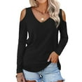 thumbnail image 2 of MEICHEN Spring and Summer Women's Clothing Color Cotton Fashion Solid Color Strapless Long Sleeved T Shirt, 2 of 6