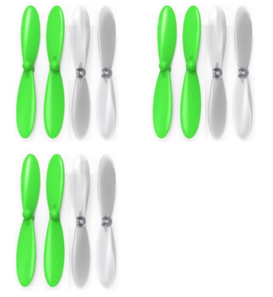 Blue Mini Drone Green Clear Propeller Blades Props Transparent 3 Pack 