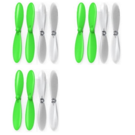 HobbyFlip Green Clear Propeller Blades Props Transparent Propellers Compatible with Hubsan X4 H107D 3 Pack
