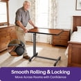 thumbnail image 6 of Kekoy Overbed Table with Wheels, One-Touch Height Adjustable Rolling Hospital Bedside Table, Stable Bed Tray for Eating, Reading, Elderly Home Care and Hospital Use, 6 of 10