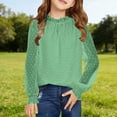 thumbnail image 6 of HIPYLO Thermal Tops for Girls Tops Teens Girls Size 8 Long Sleeve Tops Kids Christmas Shirts Cropped Shirts Toddler Clothes Girls 3t Girls Clothes 18, Green 9-10 Years, 6 of 7