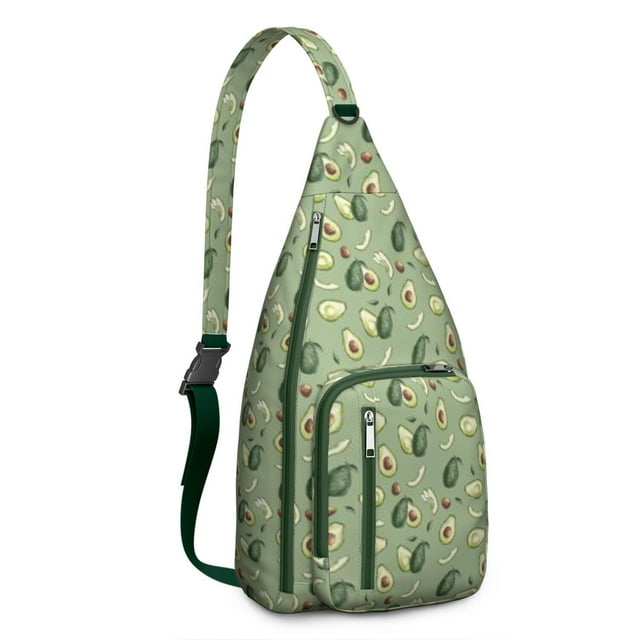 Cute Avocado Sling Backpack - Playful Kawaii Illustration, Multi-Functional Shoulder Bag