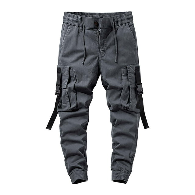 WEAIXIMIUNG Winter Overalls for Men Work Men Spring and Autumn Outdoor Bundle Feet Youth Leisure Solid Color Cargo Pants