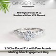 thumbnail image 3 of Round Engagement Ring for Women by Ginger Lyne 2.5 Ct Sterling Silver Wedding Rings, 3 of 7