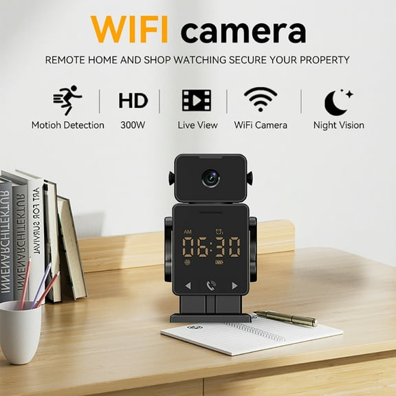 WiFi Security Camera with Built-in Battery, 180° Motion Tracking & Night Vision Portable Robot Design for Home Surveillance Remote Viewing & 15-Day Standby