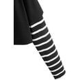 thumbnail image 4 of Women's Color Block Butterfly Print Striped Long Sleeve Crop Top T Shirt, 4 of 5