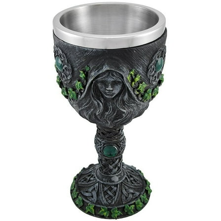 Medieval Renaissance 12 oz Wine Goblet Chalice Cup Maiden/Mother/Crone - Green