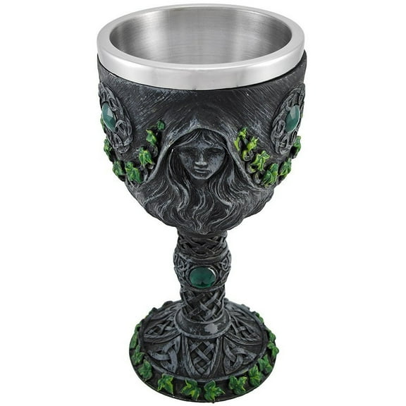 Medieval Renaissance 12 oz Wine Goblet Chalice Cup Maiden/Mother/Crone - Green