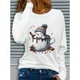 thumbnail image 5 of [Christmas Snowman T-Shirt] Women's Cozy Christmas Snowman Graphic Long Sleeve T-Shirt - Soft Beige Crew Neck, Machine Washable, Festive Holiday Design with Hot Cocoa & Candy Canes, 5 of 7