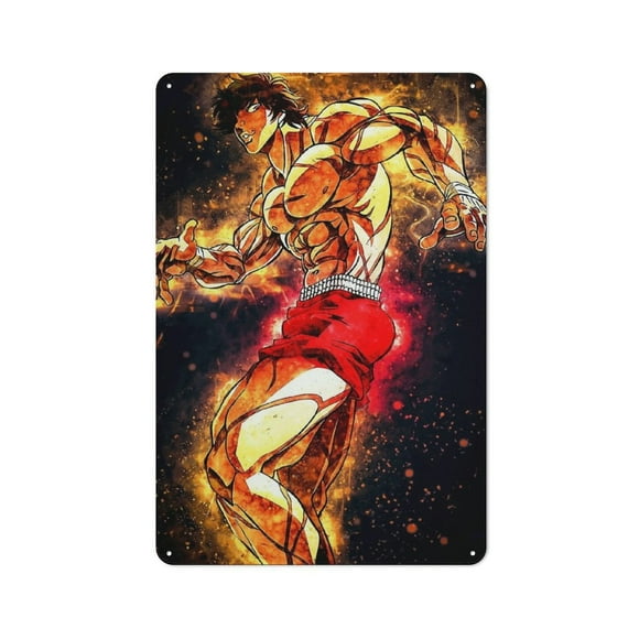 Baki Hanma Hanging Picture Tin Hanging Picture Wall Poster Metal Painting Creativity Poster Home Decor Painting Anime Goods Gift 30x20cm