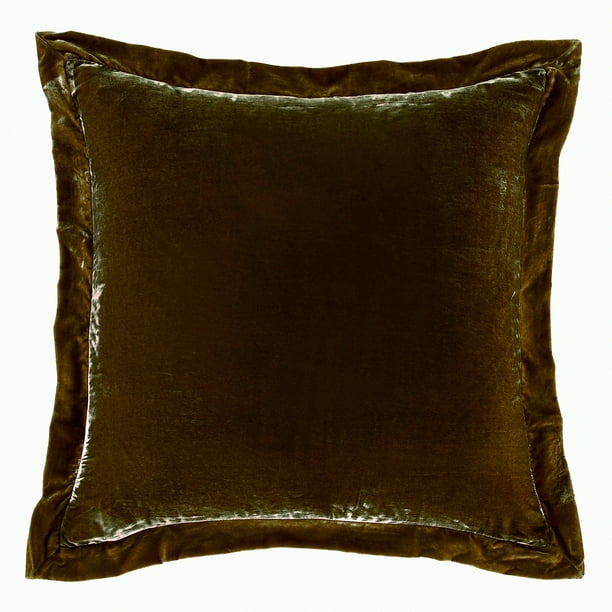 Luxury Velvet Flanged Euro Sham Pillow Cover Romantic Western Modern Traditional Style Bedding Green Ochre 27x27 Inch Silk Luxe Walmart