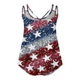 thumbnail image 7 of SOOMLON Red White and Blue Womens Workout Tank Tops Eyelet Spaghetti Strap Distressed Patriotic Shirts Crew Neck Usa Flag Tops Sleeveless Novelty T-Shirt Funny Tee Blouse Resort Wear, 7 of 7