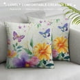 thumbnail image 3 of Qinduosi Spring Pillow Cover Multi-Colored-Flowers Butterfly Decorations Cushion Case Decor for Home Sofa Couch White, 3 of 5