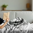 thumbnail image 3 of Letter Q Soft Flannel Fleece Throw Blanket, Flowers Flourishing Gothic Q Words Writing Style Aged Typography, Cozy Plush for Indoor and Outdoor Use, 50" x 60", Black Grey White, by Ambesonne, 3 of 5