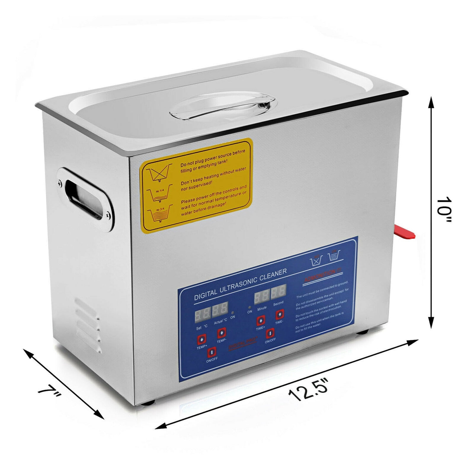 6L Ultra Machine With Heating Stainless Steel Ultra Cleaner Bath Device For Glasses, Jewelry, Dentures, Coins