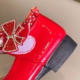 thumbnail image 6 of Quealent Girls Mary Jane Dress Shoes for Toddler Kids Flower Rhinestone Front Bow Ballerina Flat Red for Size 1.5, 6 of 9