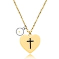 thumbnail image 3 of Uloveido Bible Verse Cross Necklace Double Side Heart Pendant, Faith as Small as Mustard Seed Can Move Mountains Matthew 17:20 (gold,round), 3 of 7