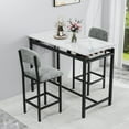 thumbnail image 7 of 3 Piece Dining Table Set,Kitchen Table Set 2,Bar Dining Table Set with 2 Upholstered Chairs for Small Spaces, Apartment,Pub,Gray, 7 of 7