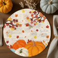 thumbnail image 2 of Fall Round Placemats Set of 4 Harvest Pumpkin Place Mats Thanksgiving Woven Placemat Autumn Fallen Maple Leave Beige Circle Braided Table Mat for Kitchen Dining Table Autumn Party Home Decor 15 Inch, 2 of 9