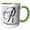 Green/White, variant on 3drose, White Marble Monogram R - Robertson, 11oz Mug