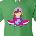 thumbnail image 4 of Inktastic Pilot Girl, Airplane, Plane, Flying, Brown Hair Youth T-Shirt, 4 of 5