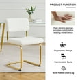 thumbnail image 2 of Modern White Teddy Fabric Dining Chairs (Set of 4) - Gold Legs, Metal Frame - Kitchen/Living Room - 20" - Stylish &amp; Comfortable Seating, 2 of 14
