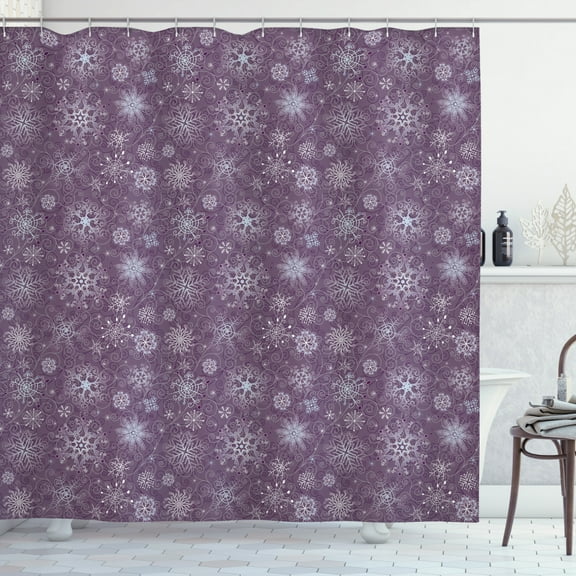 Ambesonne Snowflake Shower Curtain, Christmas Flowers, 69"Wx75"L, Lavender Violet