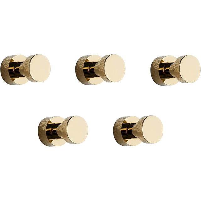 Ganchos autoadhesivos de pared resistentes para toalleros de baño, cocina, armario, alacena, latón, paquete de 5 (dorado)