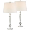 thumbnail image 2 of Vienna Full Spectrum Jolie Luxury Glam Table Lamps 26" High Set of 2 Clear Crystal with Table Top Dimmers Off White Drum for Bedroom Living Room Kids, 2 of 8