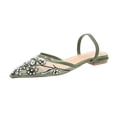 thumbnail image 2 of Samdudou Dressy Flats for Women Elegant Pointed Closed Toe Slingback Shoes Sheer Mesh Rhinestone Embellished Slides Wedding Evening Party Bridal Footwear Style, 2 of 9
