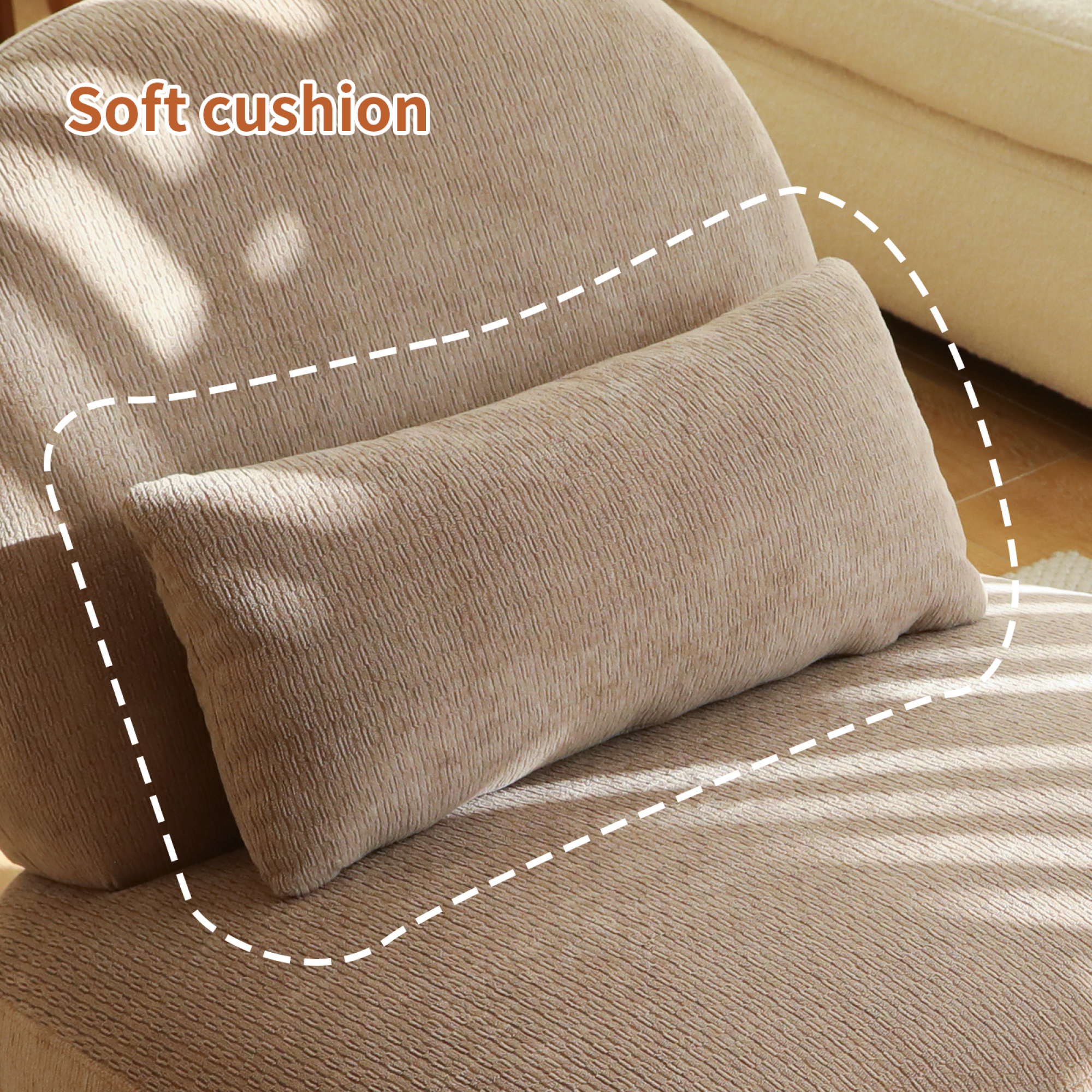 Leumius Accent Chair with Solid Wood Legs and Soft fabric Cushion, Cozy Bedroom Chair, Comfy Armless Reading Chair for Apartment Waiting Room Balcony Camel