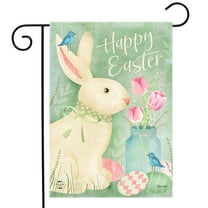 Briarwood Lane Easter Bunny and Tulips Primitive Garden Flag