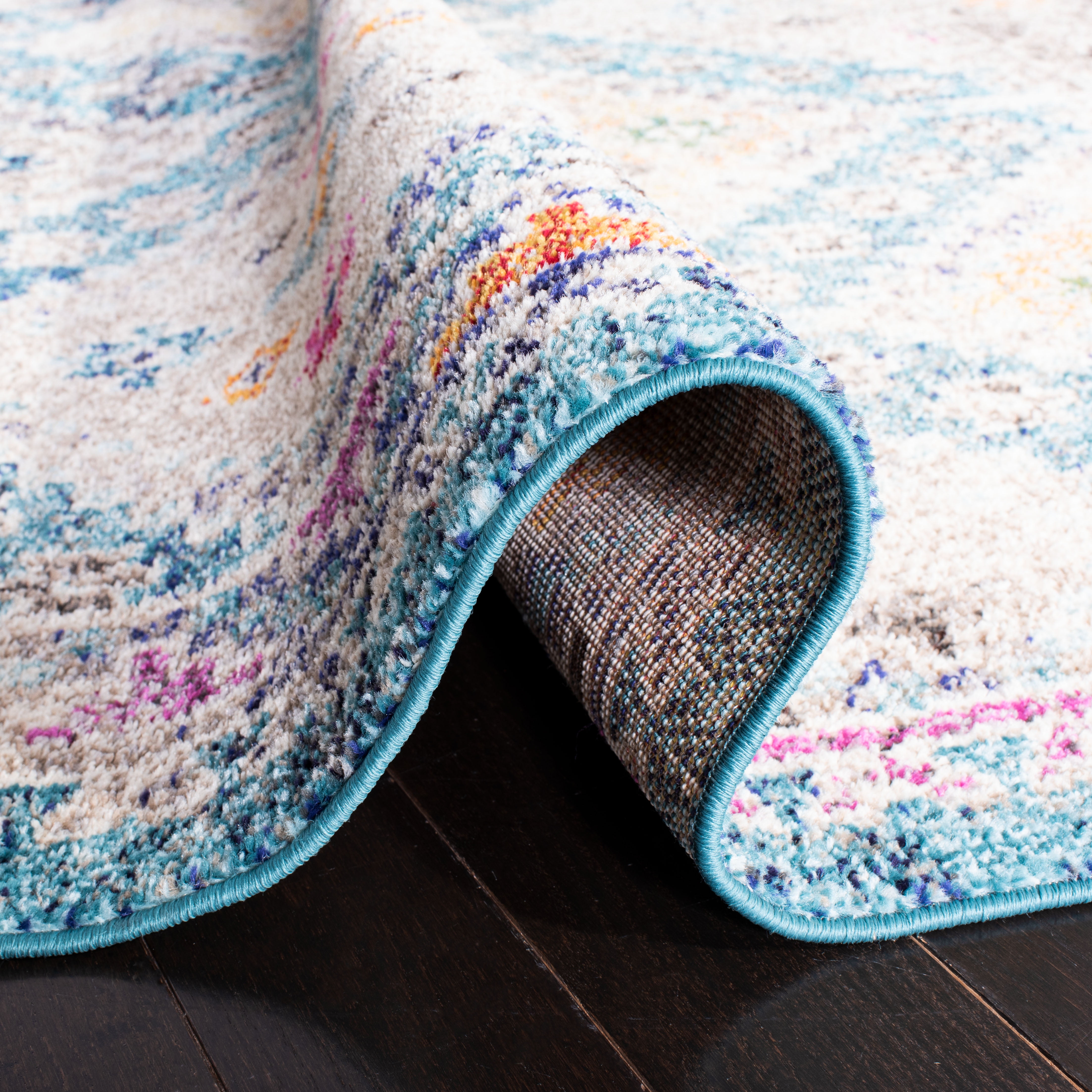 SAFAVIEH Madison Lanford Southwestern Area Rug, Dark Blue/Yellow, 9' x 12'