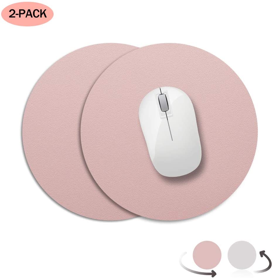AtailorBird Round Mouse Pad Small DualSided Mat Waterproof PU Leather