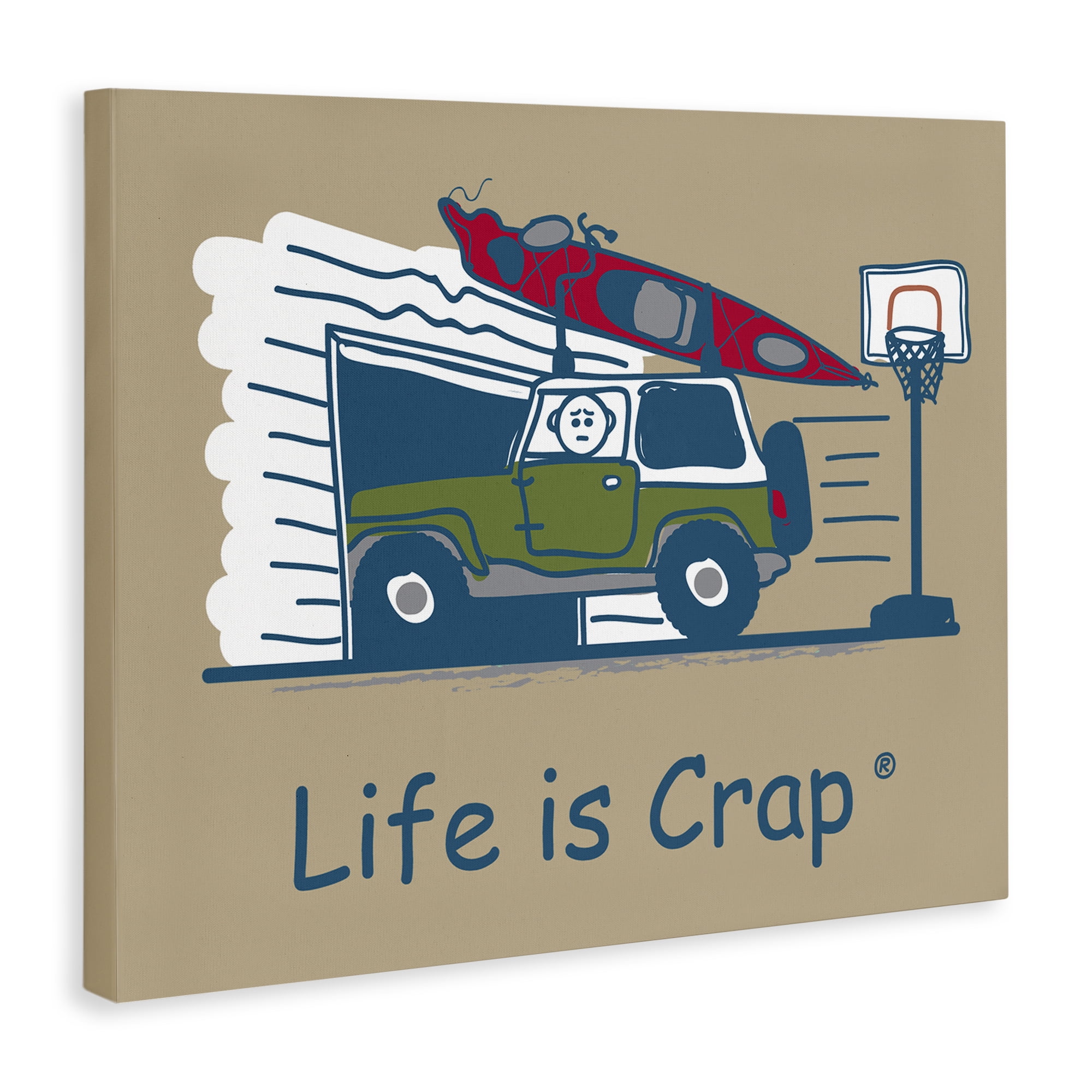 Stupell Industries Kayak and Garage Novelty & Humor Painting Wrapped Canvas Art Print Wall Art, 20 x 16