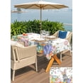 thumbnail image 4 of Outdoor Tablecloth with Umbrella Hole and Zipper, Easter Rectangle Table Cloth 60x84 Inch Waterproof Tablecloth, Spring Bunny Eggs Botanical Leaves Tree Branch Picnic Table Cover for Patio Camping, 4 of 7