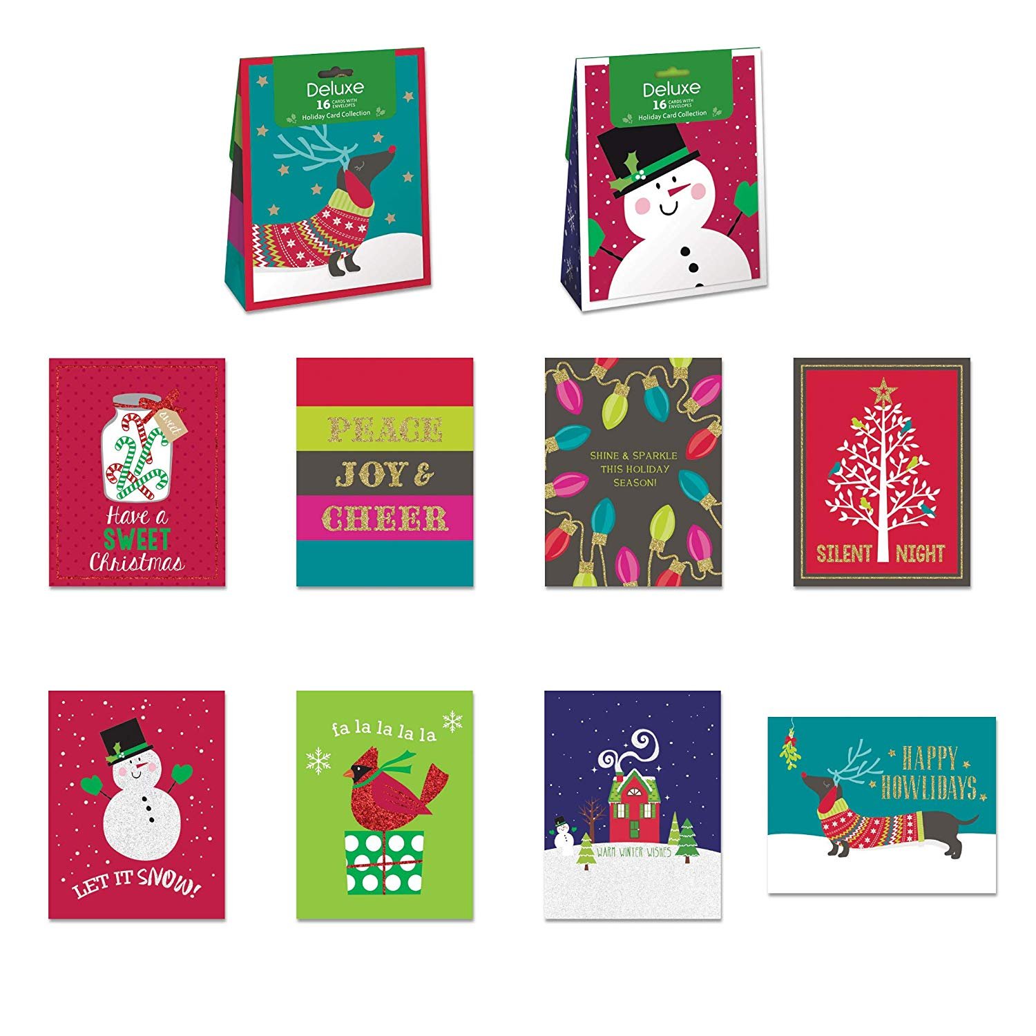 Pack of 32 Christmas Cards, Assorted Cards 8 Designs. 4.25in x 5.5in