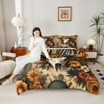 thumbnail image 4 of Manfei Country Floral Flowers Bedding Comforter Set,Rustic Bull Skull Twin Comforter Sets,Boho Exotic Style Bedding Set For Men Women,Breathable Home Decor Reversible,2 Pieces, 4 of 8