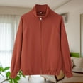 thumbnail image 3 of Dasayo Red Coat Women Bomber Motorcycle Barn Elastic Hem Zipper Jackets Jackets for Women M, 3 of 5