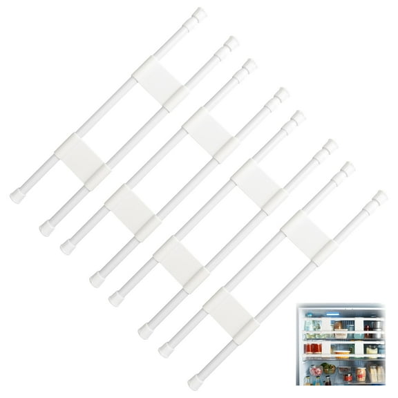 RVGUARD Double RV Refrigerator Bar Adjustable Fridge Tension Rod Holds Food and Drinks in Place Extends Between 16" and 28" for Camper Refrigerator, Kitchen, Cupboard, Bookshelf(4Sets)