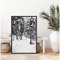 thumbnail image 3 of IDEA4WALL Framed Canvas Art Wall Decor Snow Pine Trees in Winter Nature Forest Watercolor Minimalism Modern Scenic Dramatic Black and White for Dorm Home Office - 16"x24", 3 of 4