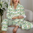 thumbnail image 6 of Salouo Duck Pattern Women's Pajamas Set Long Sleeve Button Down Sleepwear Soft Pj Lounge Sets for women 2 Piece Pjs Set with Long Pants-Medium, 6 of 7