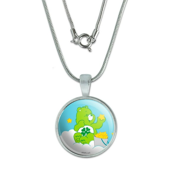 Care Bears Good Luck Bear 0.75" Pendant with Sterling Silver Plated Chain