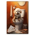 thumbnail image 3 of Bichon Frise Dog Canvas Wall Art for Bedroom Living Room Home Decor,Funny Dog Canvas Sitting on The Toilet Animal Pattern Office Artworks, modern wall decor, Ready to Hang, 3 of 6