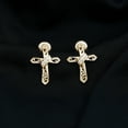 thumbnail image 3 of Rosec Jewels Lab Grown Diamond Cross Stud Earrings Women - EF-VS Quality Art Deco Diamond Earrings for Christmas, 10K Yellow Gold, 3 of 9