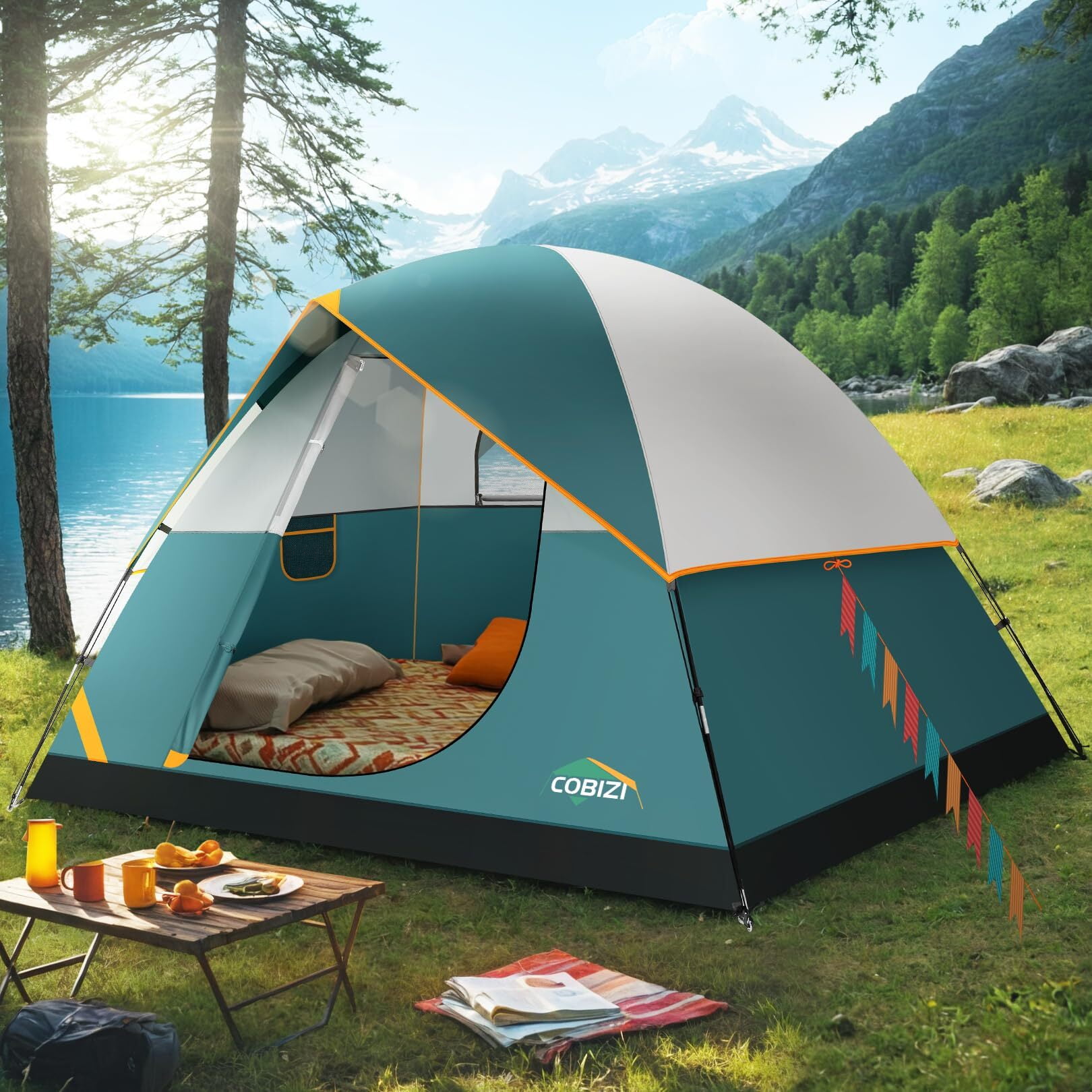 COBIZI Tents for Camping 4/6 Person Camping Tent with Rainfly and Screen, Easy Setup Lightweight Portable Waterproof Outdoor Tent with Carry Bag for Backpacking, Hiking, Family Travel
